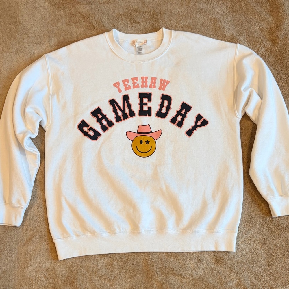 Altard State Yeehaw Gameday smiley cowboy crewneck sweatshirt, size S/M